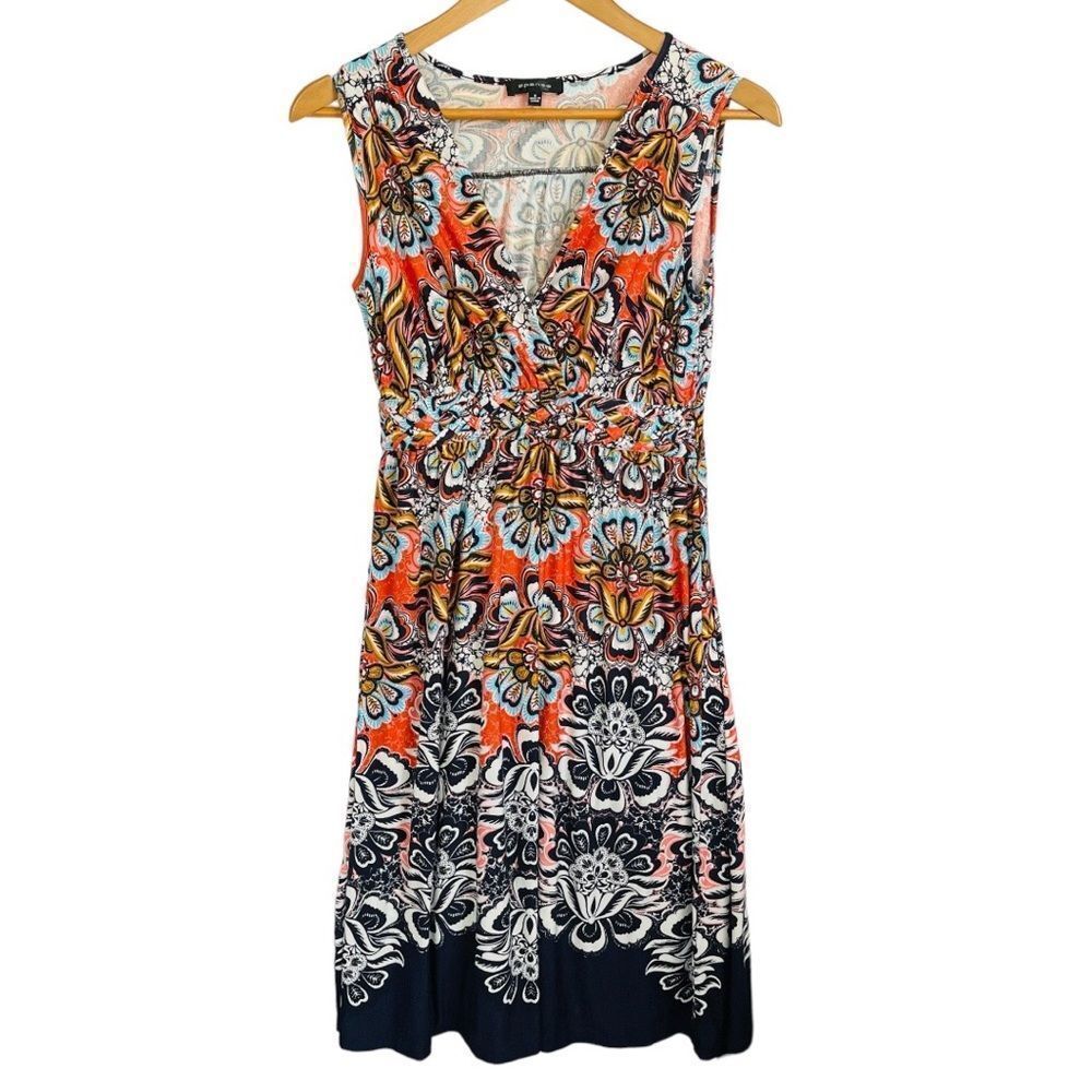 Spense Sleeveless Size S Multicolor Floral Pattern V Neck Sheath Dress